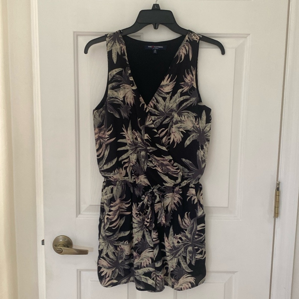Black with palms romper